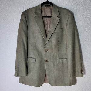 Chaps Blazer Men's 40R Olive Green 100% Silk Sport Coat Jacket 2 Button